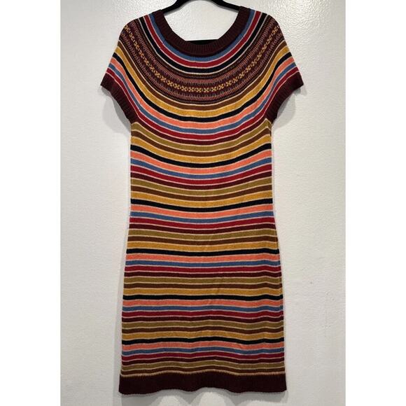 Tommy Hilfiger Fair Isle Wool Alpaca Striped Knit Dress Women’s Size Large Boho - Picture 3 of 8